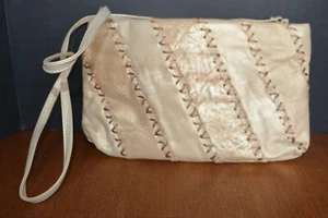 De Colección Grande Bolso sin asas Bolso de hombro Dorado y Marfil SAMIR BOLSOS DE MANO Cuero EE. UU. - Imagen 1 de 7