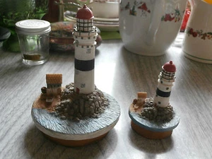 Pair Our America Candle Lighthouse Big & Small Jar Candle Toppers - Picture 1 of 7