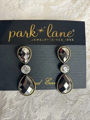 Magníficos Pendientes Park Lane Tono Antiguo Gris Facetado Acrílico Cuentas Circonita Raras Difíciles de Encontrar Foto 1 de 4