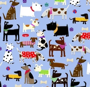 BOLT END 31 INCHES Various Dog Breeds on Beige Comfy Cotton Flannel Fabric - Picture 1 of 1