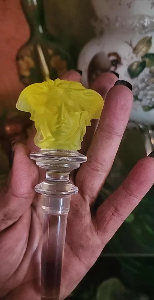 Tapón de botella de vino Rosenthal Versace nuevo vidrio de uranio amarillo Medusa Foto 1 de 1