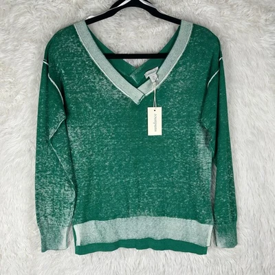 Nuevo con etiquetas Pullover Sundance XS Verde Blanco Cuello en V Espalda en V Algodón Suéter Mangas Largas Foto 1 de 4