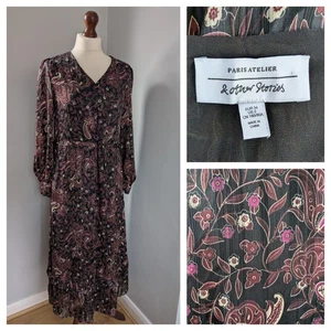 Vestido Other Stories Paisley Satinado Midi Manga Larga Boho Talla UK 6 EU 34 Otoño - Imagen 1 de 19
