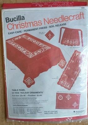 Bucilla Christmas Needlecraft Table Panel Crosstitch Kit 1906 Holiday Ornaments - Image 1 of 4
