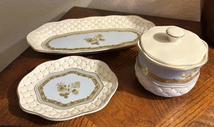 1996 Croscill Napoleon Keramik klassisch hellblau gold 3-teiliges Set Badezimmer - Bild 1 von 5