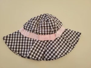 GYMBOREE girls sun bucket hat beach pool brown plaid pink ribbon size 5 7 - Picture 1 of 1