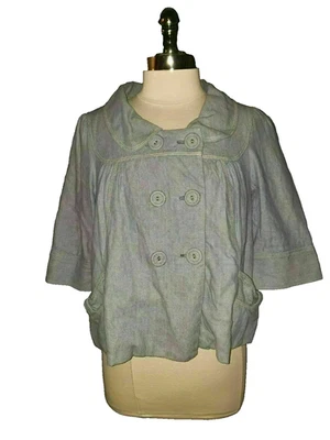 Chaqueta TAIKONHU Anthropologie Talla 10 Azul Denim Botones Manga 3/4 Foto 1 de 4