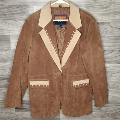 Vintage Cripple Creek XL Mens Suede Leather Jacket Western Cowboy Whipstitch - Image 1 of 4