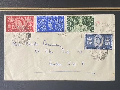 GB 1953 Coronation FDC w/ Long Live The Queen Slogan & Chelsea S.O. SW3 cds  - Image 1 of 4