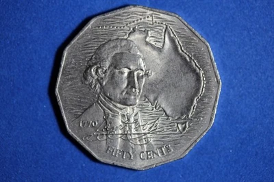 1970 Australia Captain Cook 50 Cents Copper-Nickel Coin #M24642 - Image 1 of 2