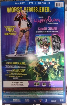 Suicide Squad Extended Cut Blu-Ray DVD + Harley Quinn Figure 12"  Exclusive NEW  - Image 1 of 4