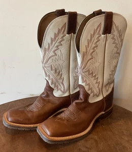 Tony Lama 7 1/2 TLX Mens Red Brown/White Antonio Leather Cowboy Boots - Picture 1 of 6