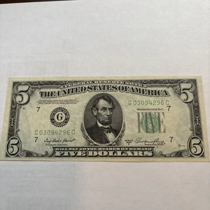 1950 A $5 DOLLAR FEDERAL RESERVE GREEN SEAL NOTE UNCIRCULATED - Picture 1 of 6