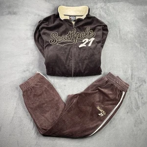De Colección Southpole Chándal Para Hombres Grande Marrón Terciopelo Suelto Hip Hop Sudadera Chaqueta Pantalones - Imagen 1 de 23