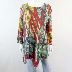 Atelier 5 by Gozde Yimaz Asymmetrical Tunic Sweater Top Size XL Colorful Casual - Picture 1 of 8