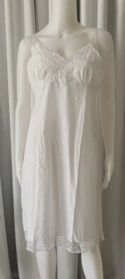 Vintage Años 70 Sears Mezcla de Algodón Encaje Bordado Blanco Slip Encaje Recortado Talla 34 Foto 1 de 4