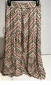 Falda Sonoma Colorida Boho Chevron Bolsillo Cintura Elástica Botón Frontal MIDI L - Imagen 1 de 2