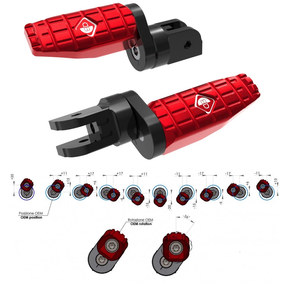 Ducabike Ducati Adjustable Rider Footpegs Sport - Monster 1200/S 2014+ - Red - Изображение 1 из 1