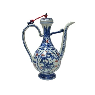 Jarrón oriental azul blanco con forma de tarro de vino cerámica porcelana arte tarro JK280 Foto 1 de 4