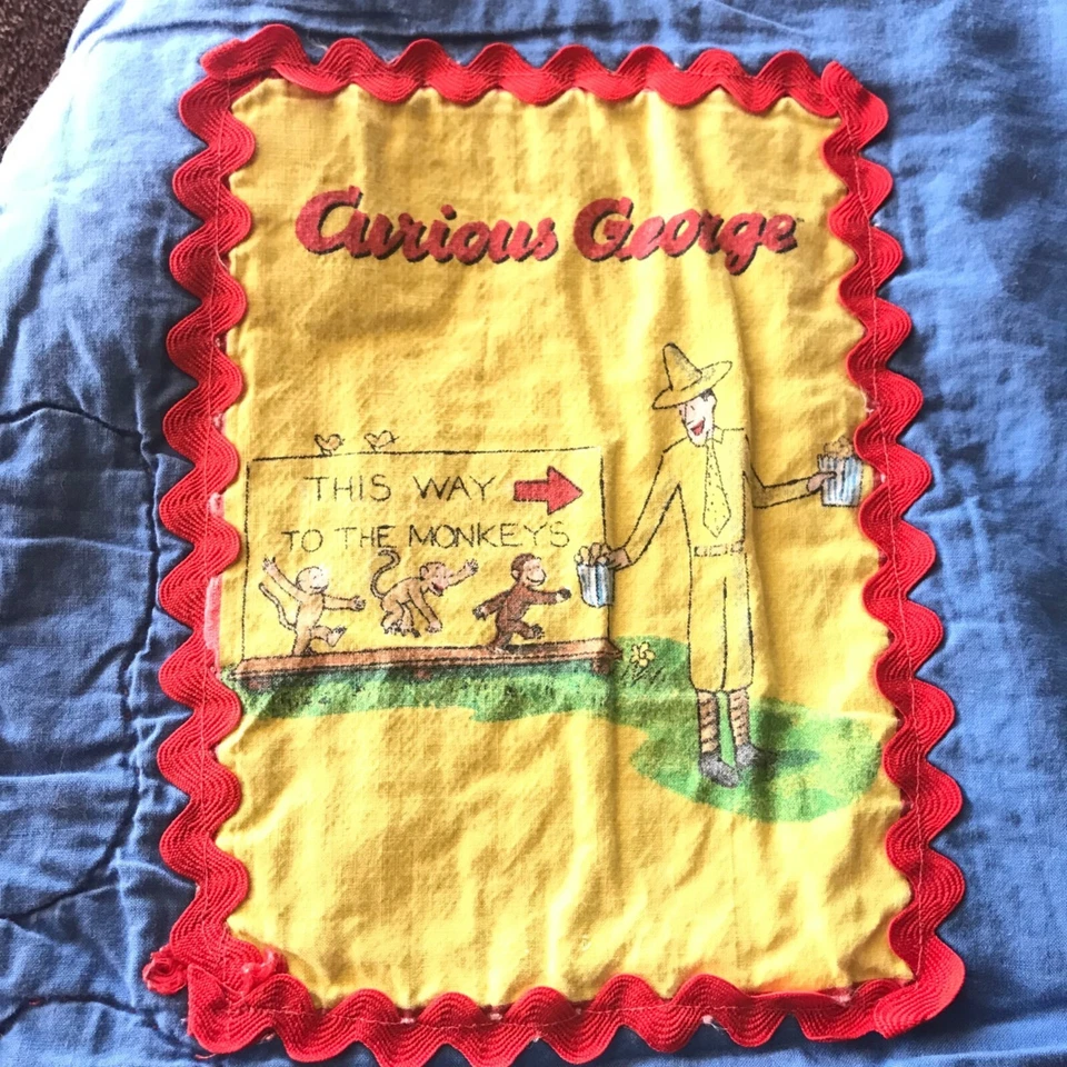 Стеганое одеяло для детской кроватки ручной работы Curious George - Изображение 1 из 4