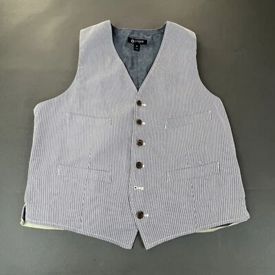 Colete J.Crew Suit listrado azul Seersucker bolso masculino tamanho médio - Imagem 1 de 4