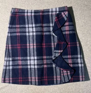 NWT J Crew Mercantile Skirt Mini Plaid Ruffled Wool Blend Lined - Picture 1 of 9