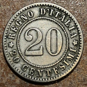 Italy 1894-KB Copper-Nickel 20 Centesimi Coin - VF+ (Very Fine) condition - Picture 1 of 4