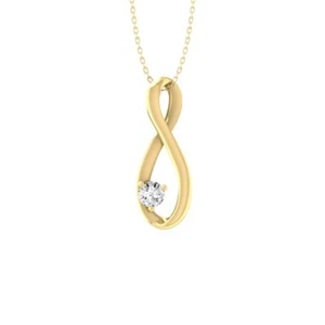 Lab Grown Diamond 18" Silver Cable Chain 14K Yellow Gold Fashion Pendant 2.68g - Picture 1 of 7