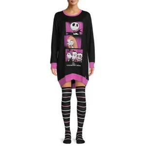 Disney Women’s Nightmare Before Christmas Sleepshirt + Match Socks 3 screen - Picture 1 of 7