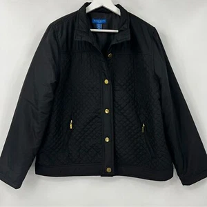 Karen Scott Sport Black Quilted Lightweight Button Closure Jacket - Picture 1 of 3