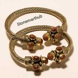 Brass Sunstone Fashion 2pcs Bracelets Jewelry SMD358