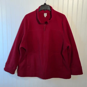 Merona Fleece Jacket Mens 3 (XLarge) Red Full Zip Coat Mock Neck Outdoors Hiking - Picture 1 of 12