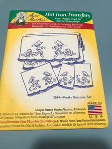 Aunt Marthas 3049-Pretty Bedroom Set Embroidery Transfer Pattern - Picture 1 of 2