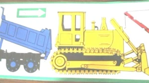 Boys GreenTrim Wallpaper Border Tow Truck Caterpillar Dump Yellow Trucks EH10015 - Picture 1 of 2