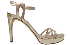 Womens Nine West Gold Ankle Strap Dress Heel Sandals Shoes US 10.5 M EU 41