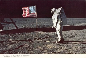 Postkarte: Wir kamen in Frieden für die ganze Menschheit, Mondlandung, 1969, Ed Aldrin - Bild 1 von 2