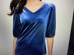 Top de terciopelo manga abullonada Chico’s para mujer talla 2 nuevo con etiquetas - Imagen 1 de 6