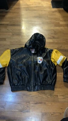 Vintage RARE NFL Game Day Steelers fauxLeather Bomber Jacket XL - Изображение 1 из 4