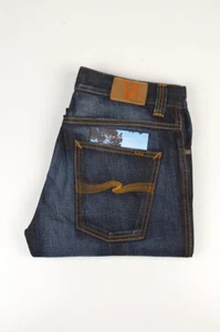 33213 Jeans Nudie Slim Jim Metal Inc Blu Scuro Jeans Uomo Taglia 29/32 - Foto 1 di 9