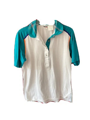 De colección HEAD Deportes Tenis Ropa Retro Unisex Polo Top Talla Pequeña Verde azulado/Púrpura/Naranja Foto 1 de 4