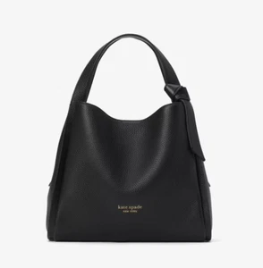 Kate Spade Knott Medium Crossbody Tote Bag Pebbled Leather Purse - Black K6552 - Picture 1 of 12