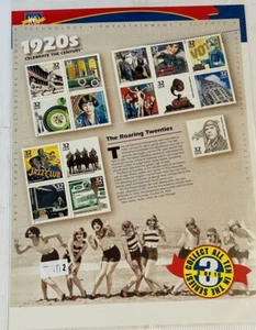 Estampillas postales vintage celebran el siglo 1920 - hoja de Estados Unidos como nuevas/nh serie 3 - Imagen 1 de 3