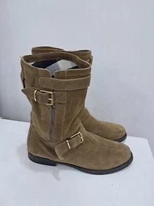 Burberry Boots Biker Grantville Suede Moto Buckle Riding Ankle Booties 37 / 6.5 - Picture 1 of 13