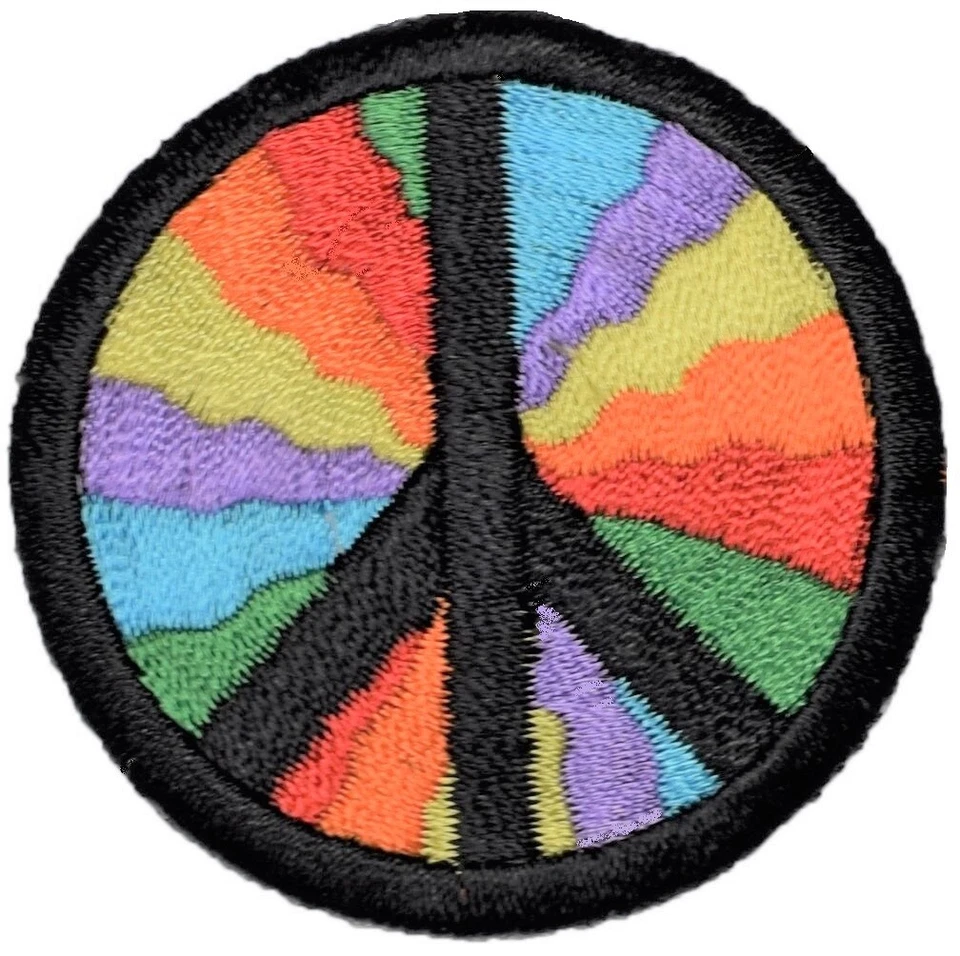 Peace Sign Applique Patch - World Peace Colorful Embroidered Badge 2" (Iron On) - Image 1 of 1