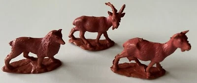 3 винтажные игрушки для животных колли собаки и козы Auburn резина США - Изображение 1 из 4