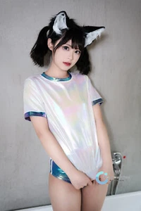 Japanese School Uniform Cosplay Costume Gym Sportwear Laser T-short Shorts Set - Picture 1 of 13