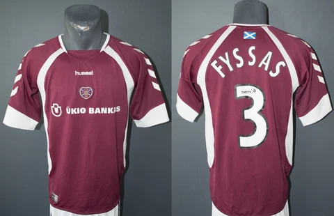 Heart of Midlothian Fyssas Jersey 2006/2007 Home Football Retro Mens Size S Cover