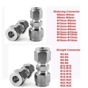 Stainless Steel Tube Union Fittings Straight And Reducing Connector 3mm-25mm - Picture 1 of 6