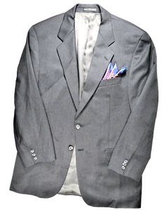 Vintage Oscar de la Renta Mens Blazer Suit Jacket 40 R Charcoal Wool Designer - Picture 1 of 11