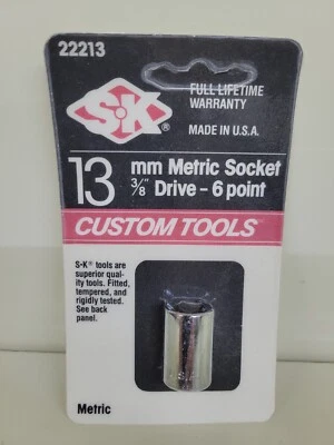 S-K 22213  13mm Metric Socket 3/8" Drive 6 point  Diamond Logo New Old Stock SK - Image 1 of 4